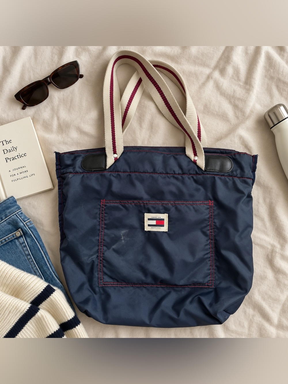 Vintage Y2K Tommy Girl / Tommy Jeans Navy Nylon Tote Bag